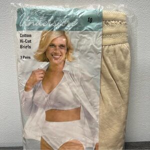 VTG Underscore Women's High-Cut Briefs Underwear Size: 10 3 Pairs in Natural JCP